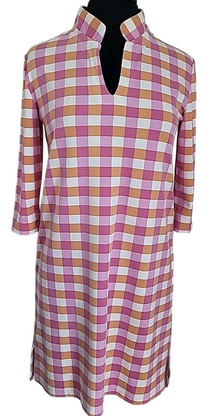 Sailor Sailor by Just Madras Pink Check Shift Dress M Coastal Luxe USA